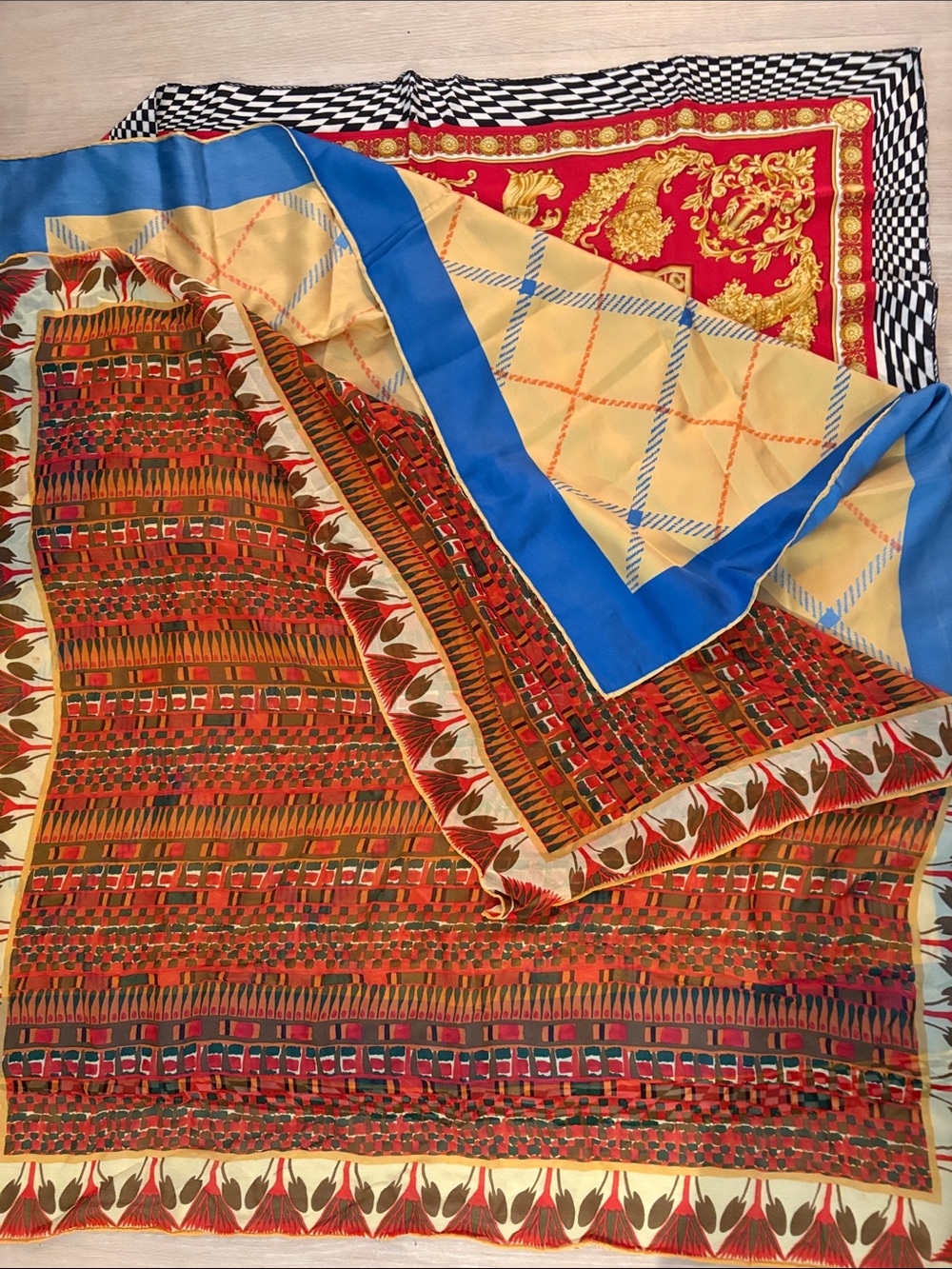 Lot of 3 vintage silk scarves